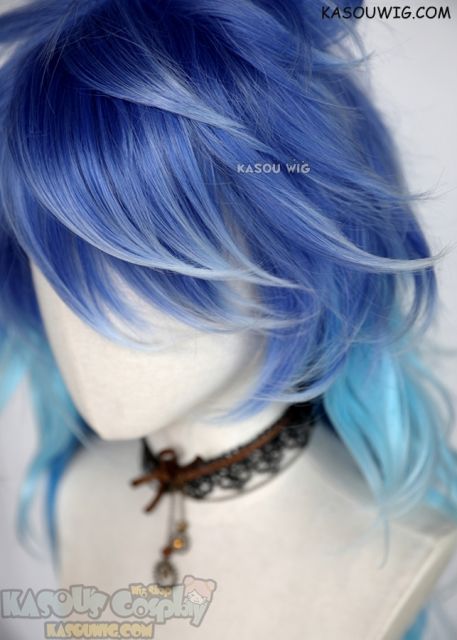 Twisted-Wonderland Idia Shroud 110cm/43.3'' blue ombre layered wig