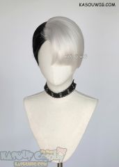Twisted Wonderland Divus Crewel short black white split wig