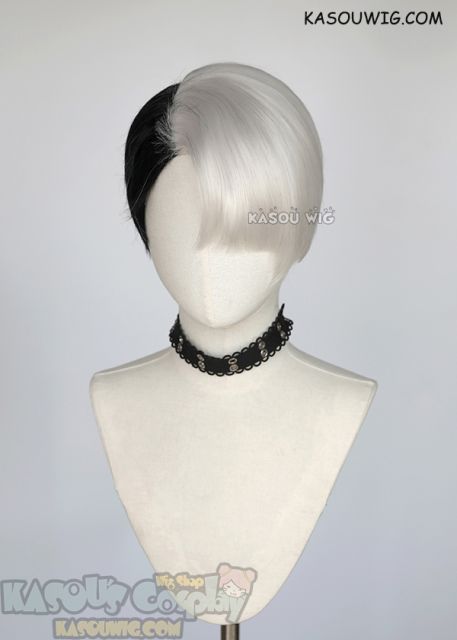 [sold out] Twisted Wonderland Divus Crewel short black white split wig