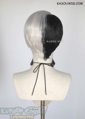 Twisted Wonderland Divus Crewel short black white split wig