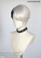 Twisted Wonderland Divus Crewel short black white split wig