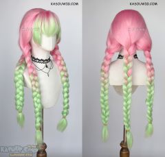 [ 2 colors ] Kimetsu no Yaiba Demon Slayer Mitsuri Kanroji thick pink green cosplay wig