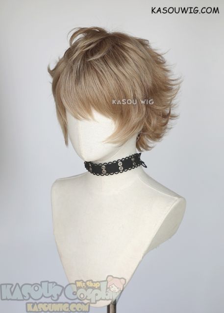 Twisted Wonderland Ruggie Bucchi light brown short cosplay wig with darker roots