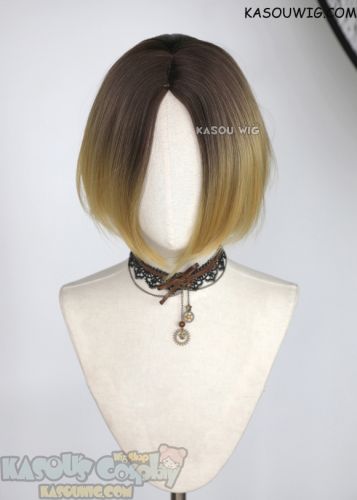 Haikyuu Kozume Kenma short blonde wig with deep brown roots