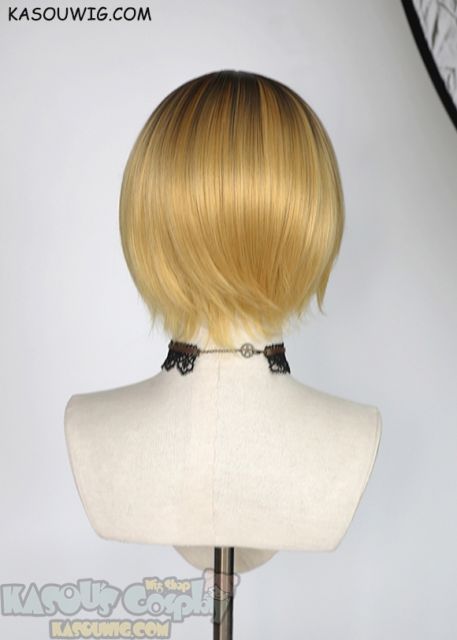 Haikyuu Kozume Kenma short blonde wig with deep brown roots
