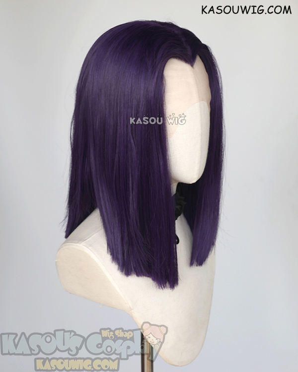 Lace Front Teen Titans Raven medium length blackish purple wig 42cm