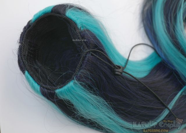 League of Legends Kaisa The Baddest More version blue teal 120cm long ponytail wig