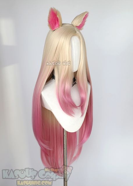 League of Legends Ahri The Baddest More versions blonde pink ombre cosplay wig