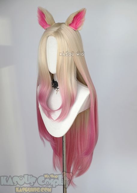 League of Legends Ahri The Baddest More versions blonde pink ombre cosplay wig