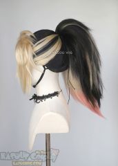 League of Legends  LOL KDA Akali The Baddest More version blackish-purple spiky ponytail cosplay wig