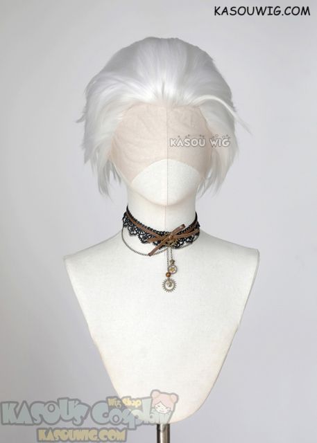 Lace Front>> Snow white all back spiky synthetic cosplay wig LFS-1/KA001