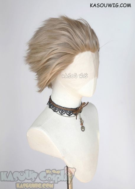 Lace Front>> MHA Hawks Ash Blonde all back spiky synthetic cosplay wig LFS-1/KA015