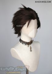 Lace Front>> Deep Brown all back spiky synthetic cosplay wig LFS-1/KA030