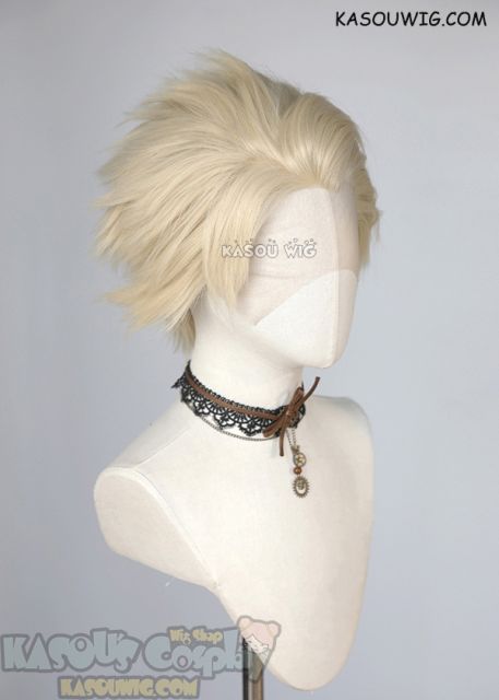 Lace Front>> Light Creamy Blonde all back spiky synthetic cosplay wig LFS-1/SP17 Hazbin Hotel Lucifer Morningstar