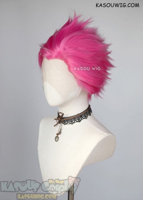 Lace Front>>Deep Pink all back spiky synthetic cosplay wig LFS-1/KA035