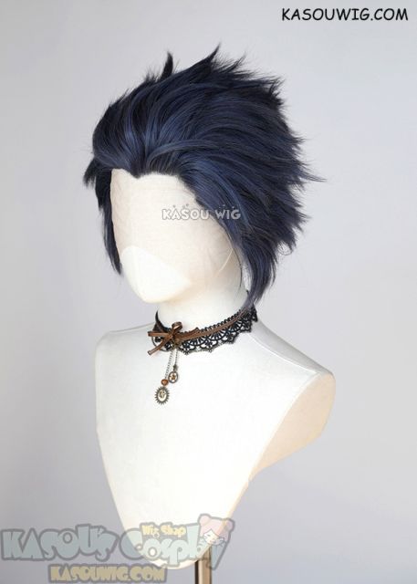 Lace Front>> Deep Blue all back spiky synthetic cosplay wig LFS-1/SP03