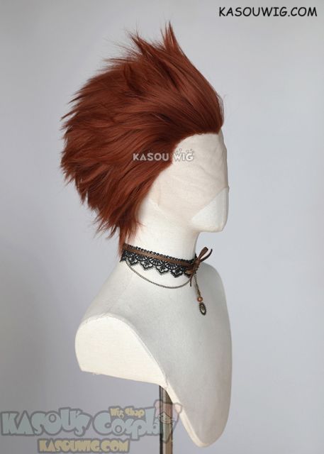 Lace Front>> Auburn Red all back spiky synthetic cosplay wig LFS-1/KA044