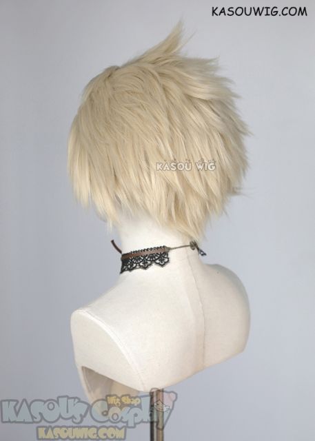 Lace Front>> Light Creamy Blonde all back spiky synthetic cosplay wig LFS-1/SP17 Hazbin Hotel Lucifer Morningstar