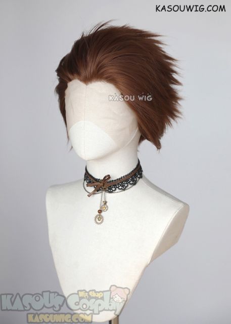 Lace Front>> Walnut Brown all back spiky synthetic cosplay wig LFS-1/KA026
