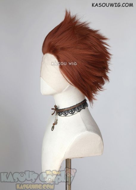 Lace Front>> Auburn Red all back spiky synthetic cosplay wig LFS-1/KA044