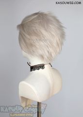 Lace Front>> Sanemi Shinazugawa Demon Slayer Pearl White all back spiky synthetic cosplay wig LFS-1/SP05