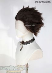 Lace Front>> Arcane Viktor Bistre Brown all back spiky synthetic cosplay wig LFS-1/KA028