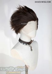 Lace Front>> Arcane Viktor Bistre Brown all back spiky synthetic cosplay wig LFS-1/KA028