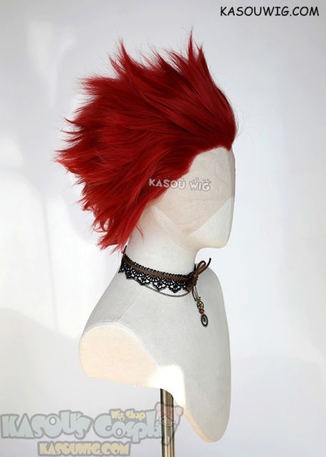 Lace Front>> My Hero Academia Kirishima Eijiro Apple Red all back spiky synthetic cosplay wig LFS-1/KA042