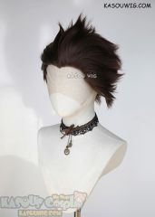 Lace Front>> Arcane Viktor Bistre Brown all back spiky synthetic cosplay wig LFS-1/KA028