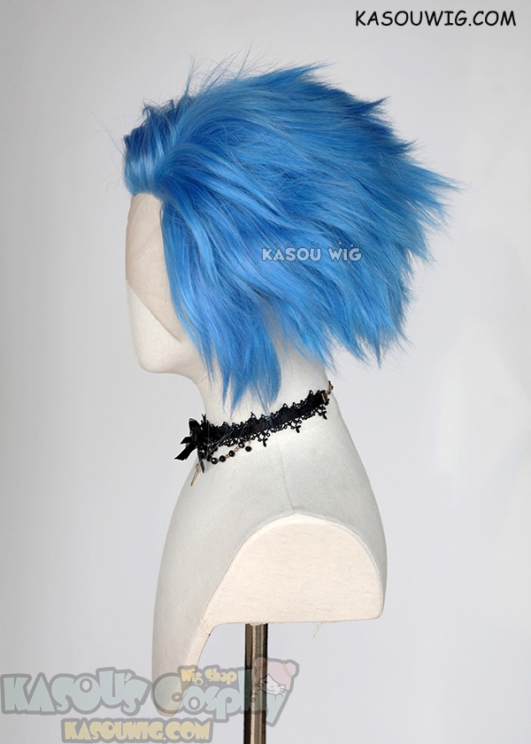 Lace Front Dodger Blue all back spiky synthetic cosplay wig LFS 1