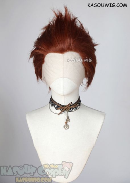 Lace Front>> Auburn Red all back spiky synthetic cosplay wig LFS-1/KA044