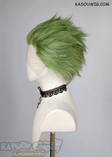 Lace Front>> Moss Green all back spiky synthetic wig LFS-1/ KA061