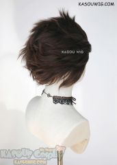 Lace Front>> Arcane Viktor Bistre Brown all back spiky synthetic cosplay wig LFS-1/KA028