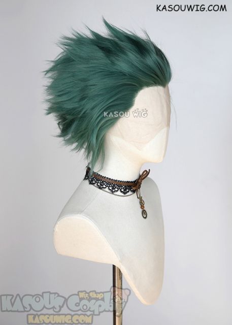 Lace Front>> Dark Olive Green all back spiky synthetic cosplay wig LFS-1/KA065