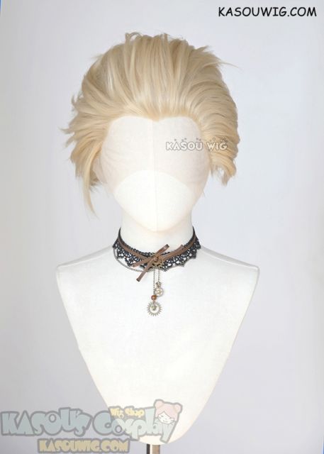 Lace Front>> Light Blonde all back spiky synthetic cosplay wig LFS-1/KA006