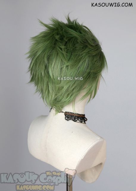 Lace Front>> Moss Green all back spiky synthetic wig LFS-1/ KA061