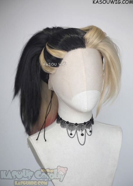 Lace Front >>>League of Legends LOL Akali The Baddest More version blackish-purple spiky ponytail cosplay wig