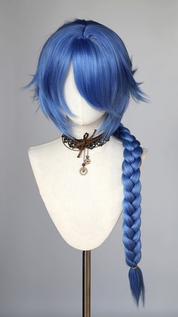[Clearance Item]  85cm long braided blue cosplay wig
