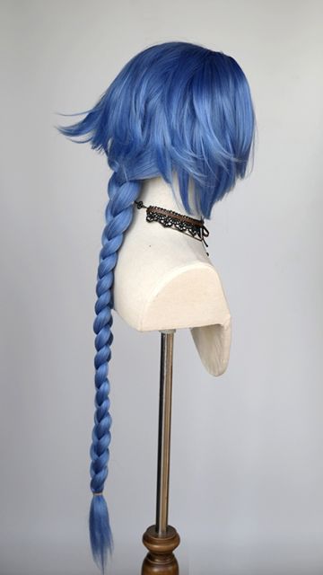 [Clearance Item]  85cm long braided blue cosplay wig