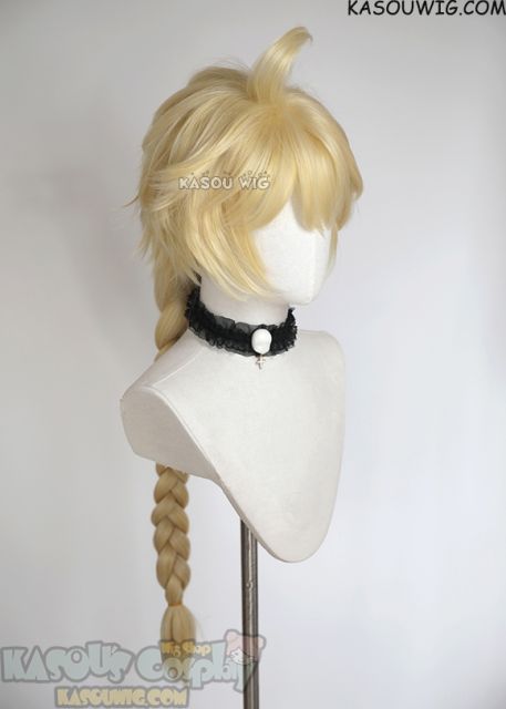 Genshin Impact Aether 80cm long blonde braided cosplay wig