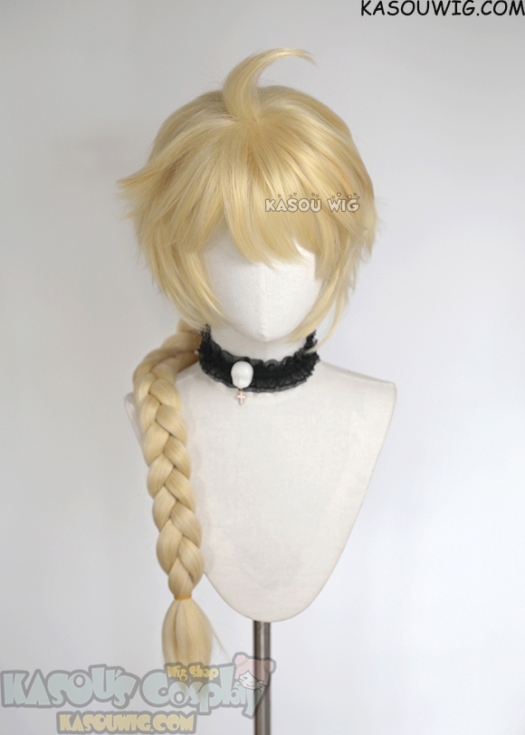 Genshin Impact Aether 80cm long blonde braided cosplay wig Genshin