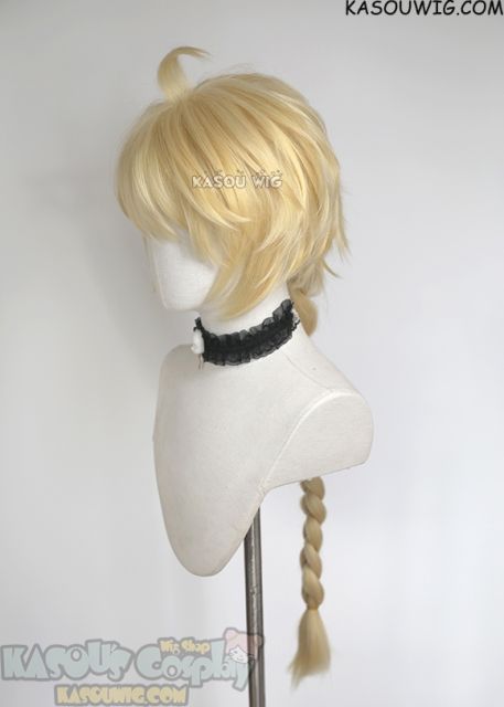 Genshin Impact Aether 80cm long blonde braided cosplay wig