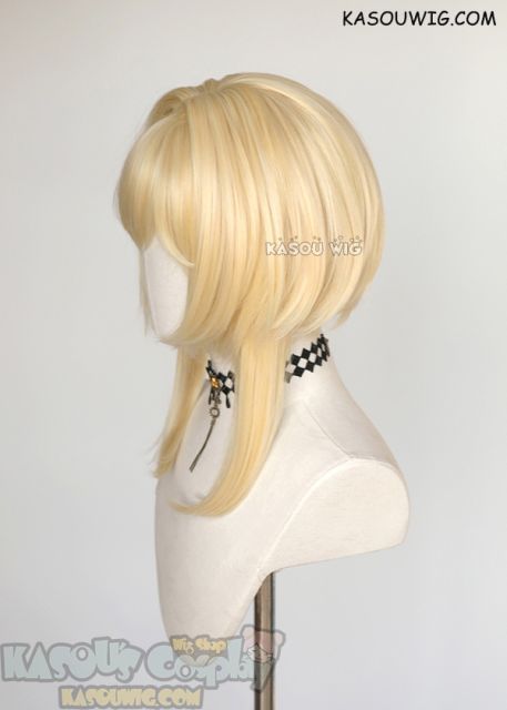 Genshin Impact Lumine 42cm medium length blonde bob cosplay wig