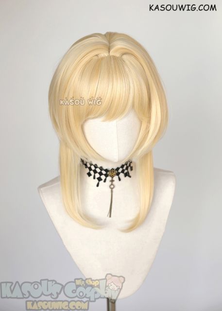 Genshin Impact Lumine 42cm medium length blonde bob cosplay wig