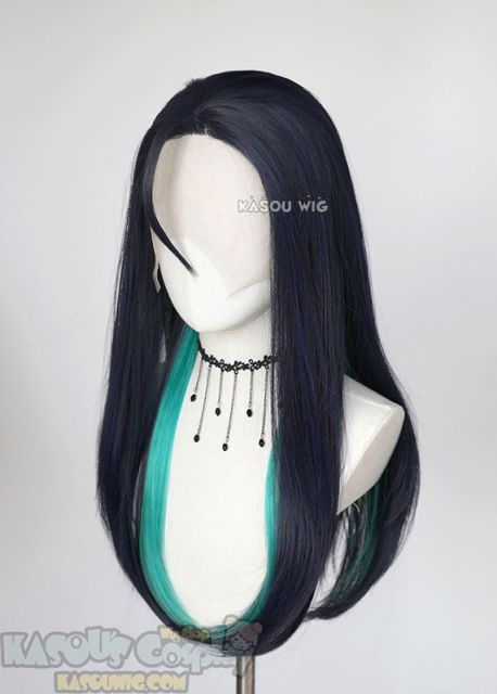 Lace Front >> League of Legends Kaisa blue green straight cosplay wig