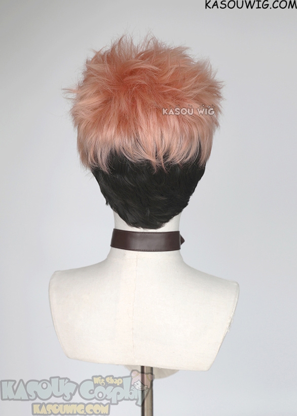 Jujutsu Kaisen Yuji Itadori pink brown split undercut cosplay wig