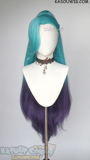 League of Legends LOL Seraphine K/DA More ALL OUT blue purple wig. 110cm