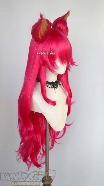 League of Legends Ahri Spirit Blossom hot pink wavy cosplay wig