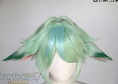 Genshin Impact Sucrose 95cm long light green layered wig with ears