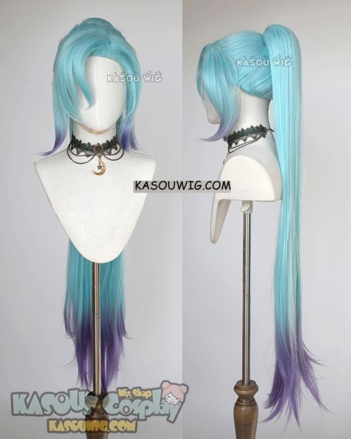 League of Legends Spirit Blossom Vayne 100cm long ponytail blue purple wig